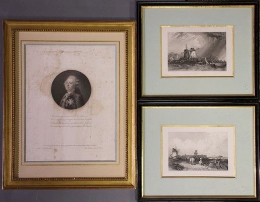 DEUX LITHOGRAPHIES en noir représentant ...