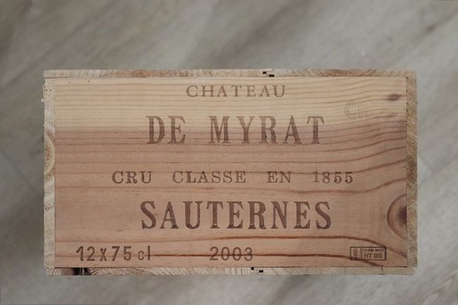 12 Blles CH. DE MYRAT Sauternes CC 2003.