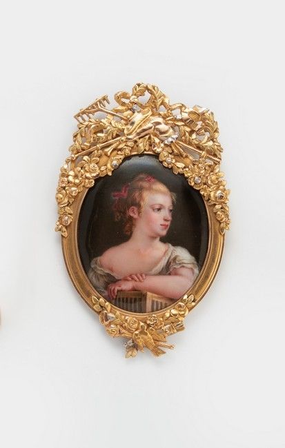 MINIATURE ovale sur cuivre représentant une...