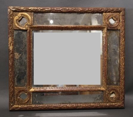 MIROIR rectangulaire au mercure à parecloses...