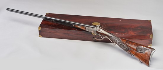 SUPERBE COFFRET AVEC FUSIL A BROCHE BERINGER,...