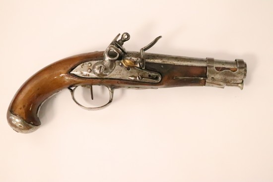 PISTOLET D'ARÇON à silex de gendarmerie de...