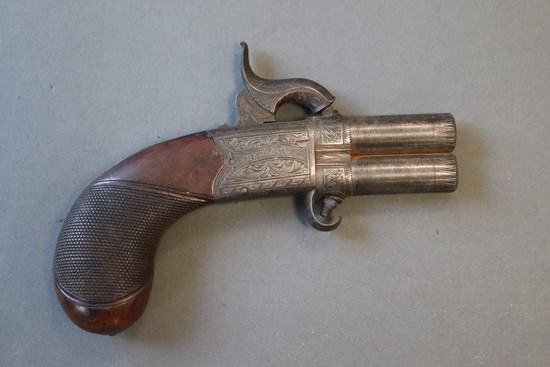 PISTOLET A PERCUSSION DOUBLE PAR J. RIGBY...