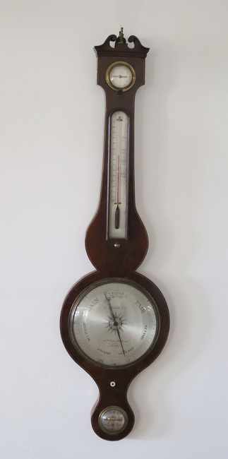 BAROMETRE-THERMOMETRE de forme violonée en...