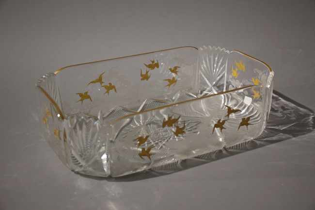 COUPE rectangulaire en cristal moulé taillé...