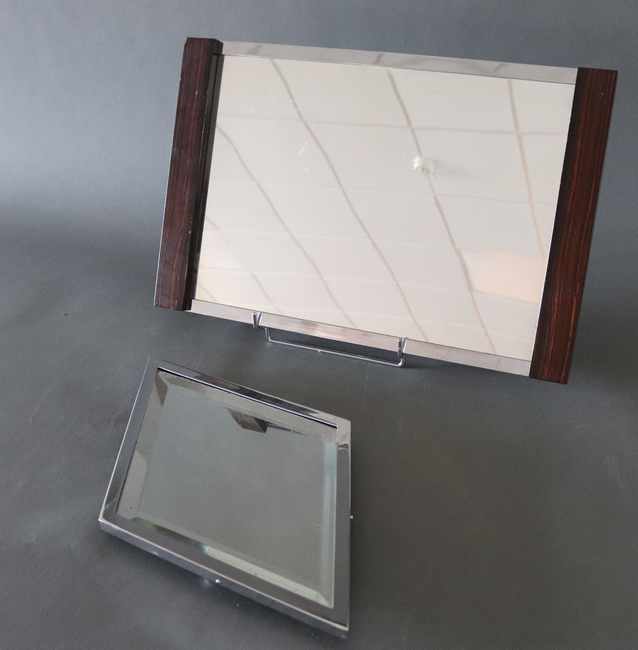 PLATEAU rectangulaire à fond de miroir et...