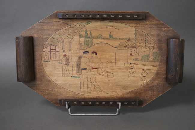 PLATEAU rectangulaire à pans coupés à deux...