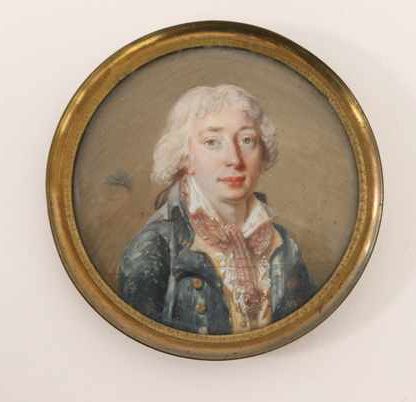 MINIATURE ronde gouachée représentant un...