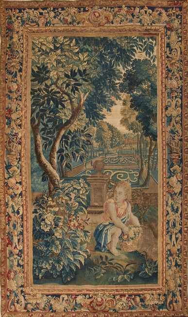 TAPISSERIE en laine polychrome à décor d'un...