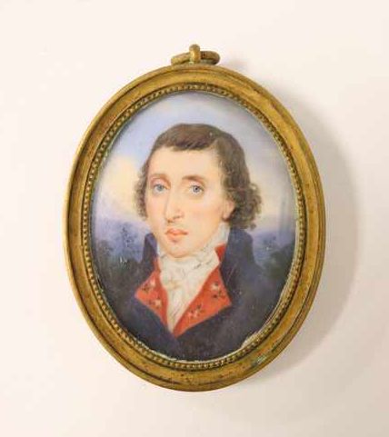MINIATURE ovale représentant un homme à la...