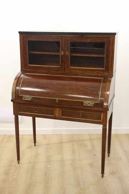 BUREAU cylindre en acajou et placage d'acajou,...