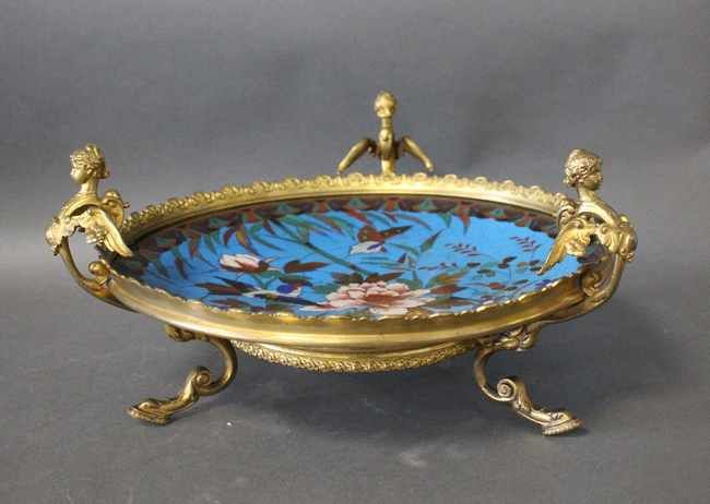 COUPE circulaire japonaise en émail cloisonné...