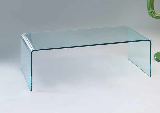 TABLE BASSE rectangulaire en verre plié.