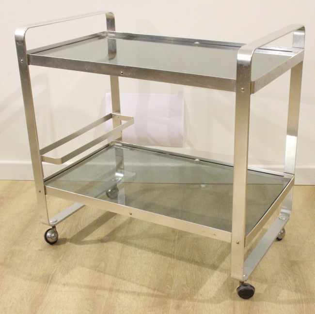 TABLE DESSERTE à roulettes en aluminium à...