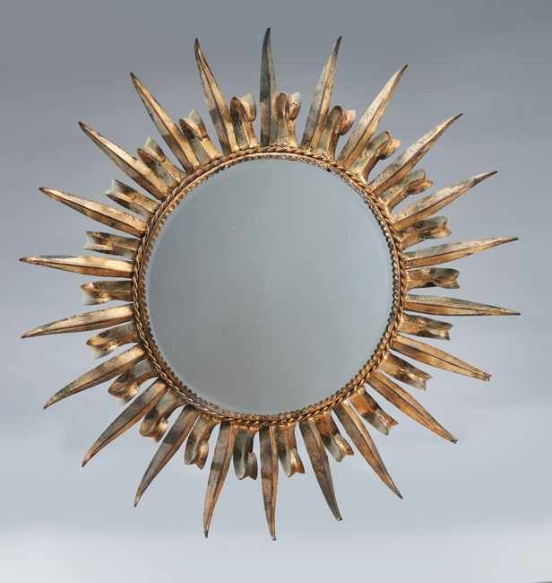MIROIR SOLEIL rond biseauté dans un cadre...