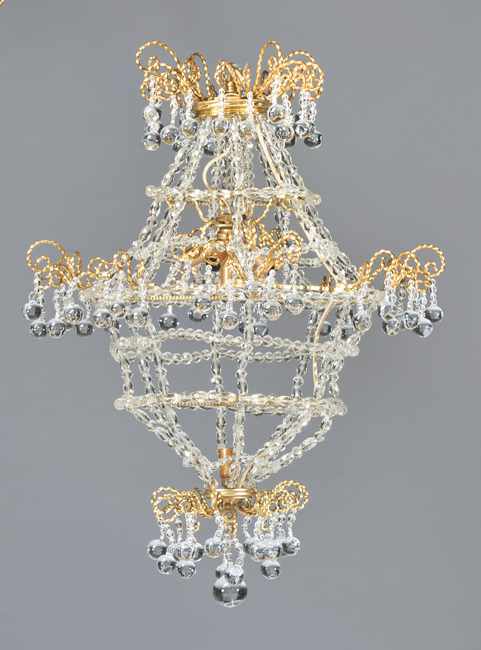 LUSTRE montgolfière en métal doré, guirlandes...
