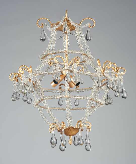 LUSTRE montgolfière en métal doré, guirlandes...