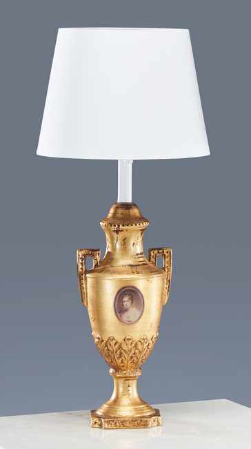 LAMPE à deux anses en céramique dorée de...