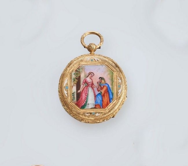 MONTRE DE POCHE en or (750), à remontage...
