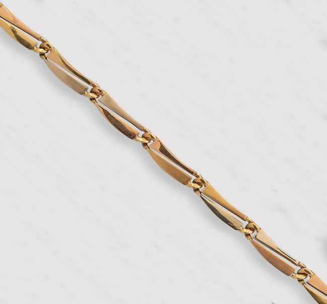 COLLIER en ors jaune et gris (750) à mailles...