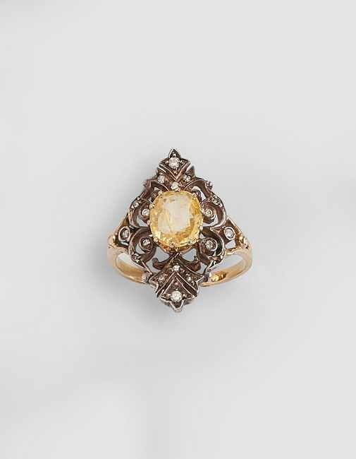 BAGUE ANCIENNE en or (750) et argent (925)...