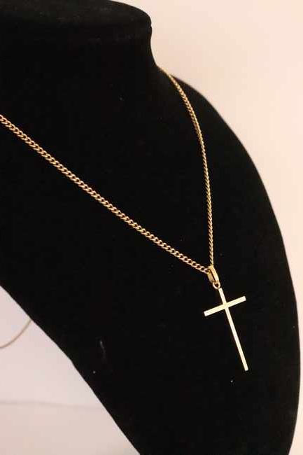 CHAÎNE et PENDENTIF croix en or (750)