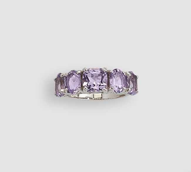 BAGUE en argent (925) sertie de cinq ame...