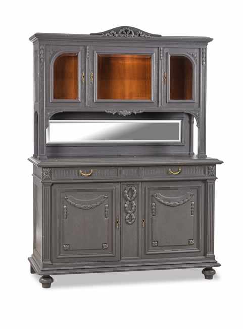 BUFFET DRESSOIR en chêne relaqué bleu gris....