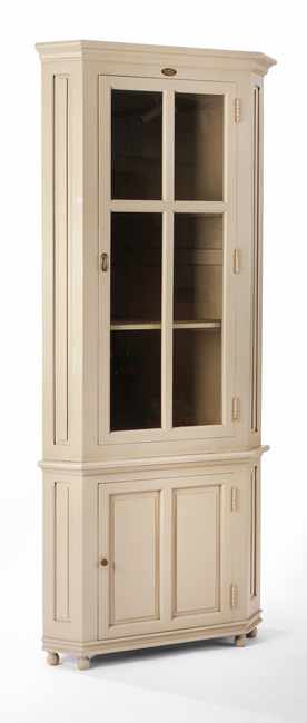 VITRINE D'ENCOIGNURE DEUX CORPS, en bois...