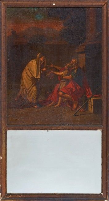 TRUMEAU avec miroir rectangulaire en partie...