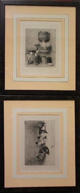 DEUX REPRODUCTIONS en noir représentant