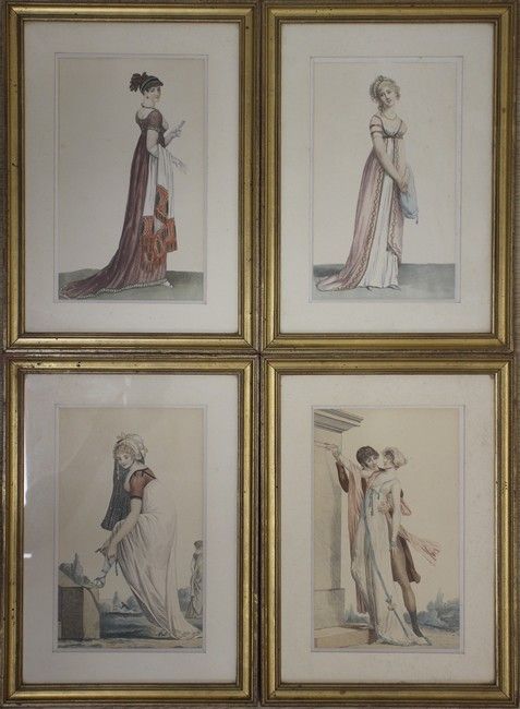 SUITE DE QUATRE LITHOGRAPHIES en couleurs,...