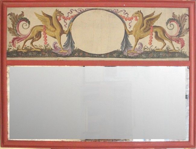 TRUMEAU rectangulaire en bois mouluré et...
