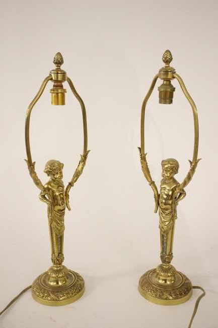 PAIRE DE PIEDS DE LAMPES en bronze à fût...