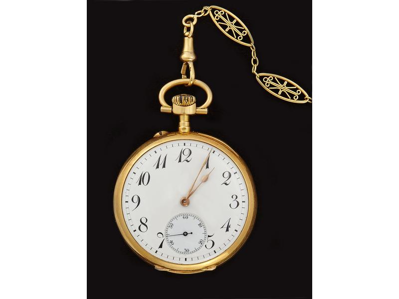 MONTRE DE GOUSSET en or jaune à double boîtier,...