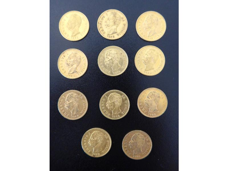 11 pièces de 20 Lires or, Umberto 1er, 1882...