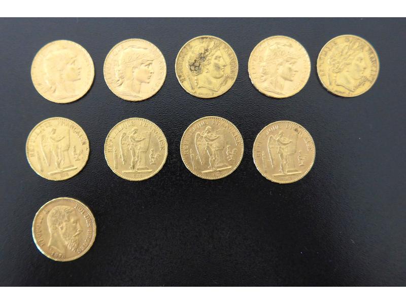 10 pièces de 20 Frs or, Céres (1849 et 1850),...