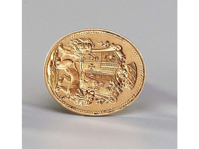 CACHET ovale en or, belles armoiries d'alliances...