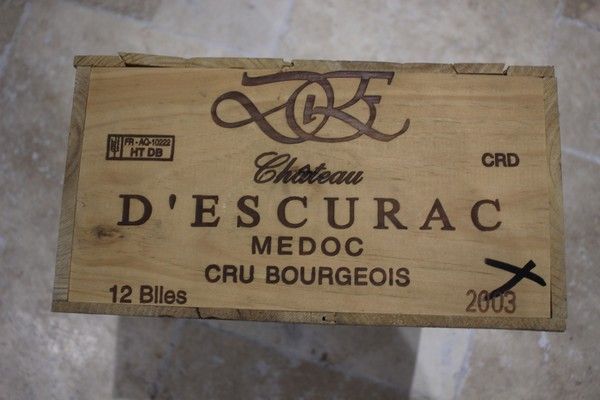 10 Blles CH. D'ESCURAC Médoc CB, 2003