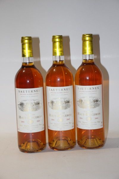 3 Blles CH. HAUT BERGERON Sauternes 2001