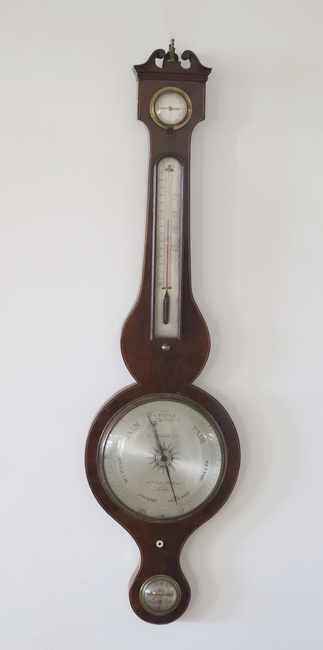 BAROMETRE-THERMOMETRE de forme violonée en...
