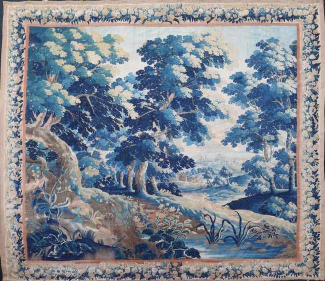 TAPISSERIE dite Verdure, en laine polychrome...