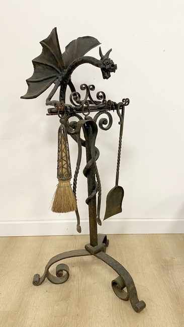 ORIGINAL SERVITEUR DE CHEMINÉE en fer forgé...