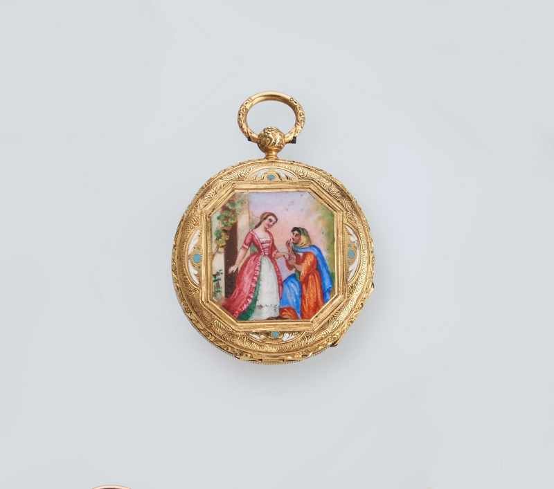 MONTRE DE POCHE en or (750), à remontage...