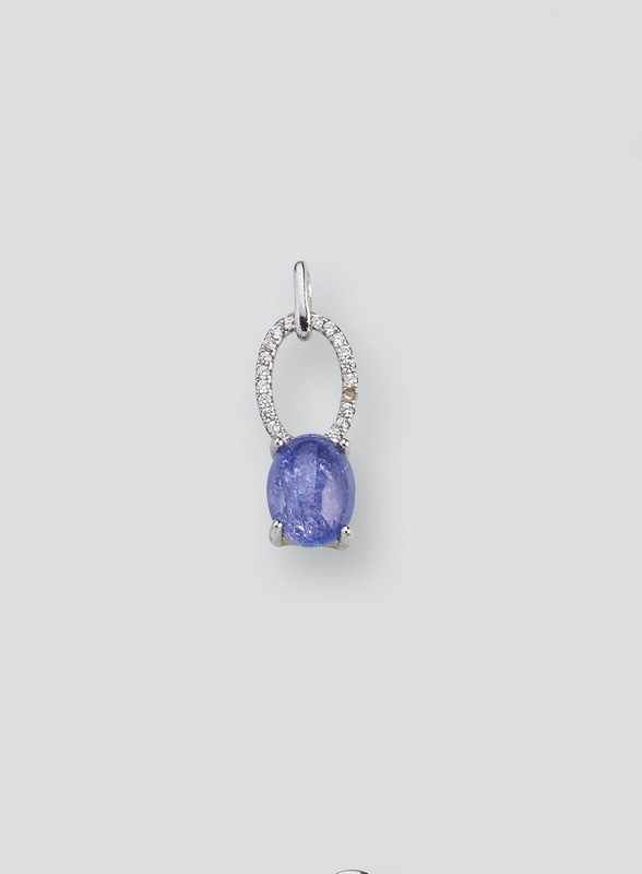 PENDENTIF en argent (925) orné d'une tanzanite...