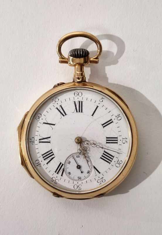 MONTRE DE POCHE en or jaune (750), à cadran...