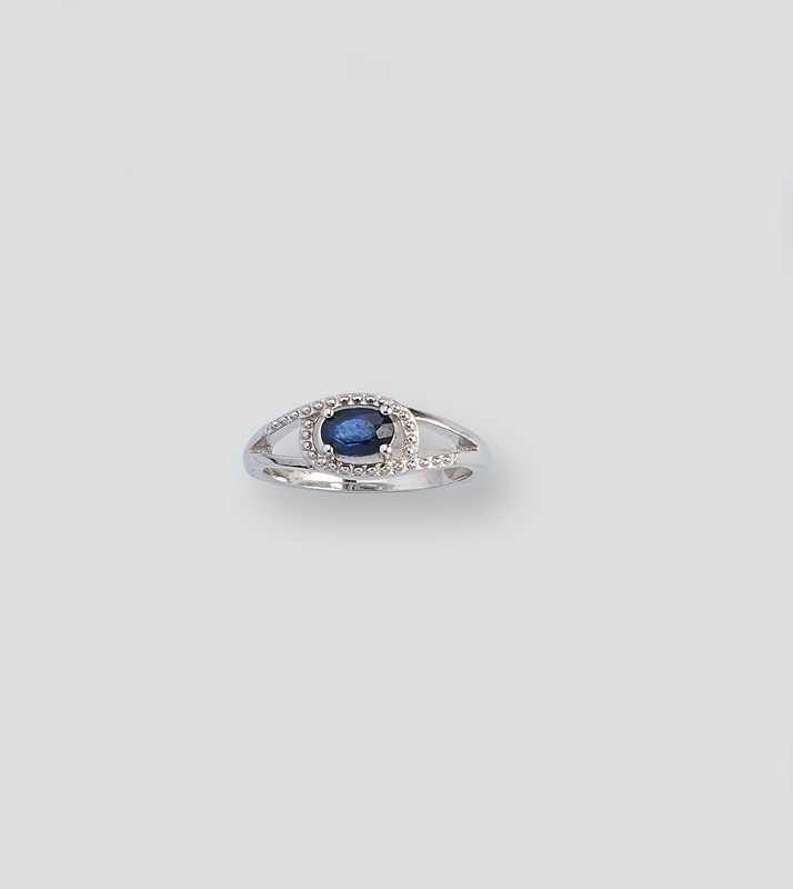 BAGUE en argent (925) sertie d'un saphir...