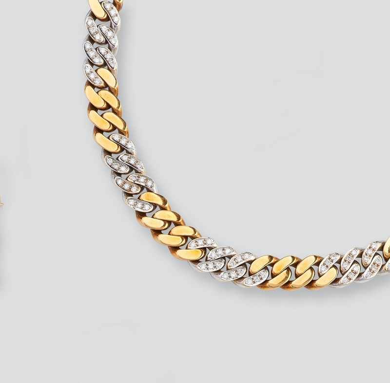 COLLIER MAILLE GOURMETTE en deux tons d'or...