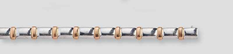 BRACELET ARTICULE en or gris (750) et barrettes...