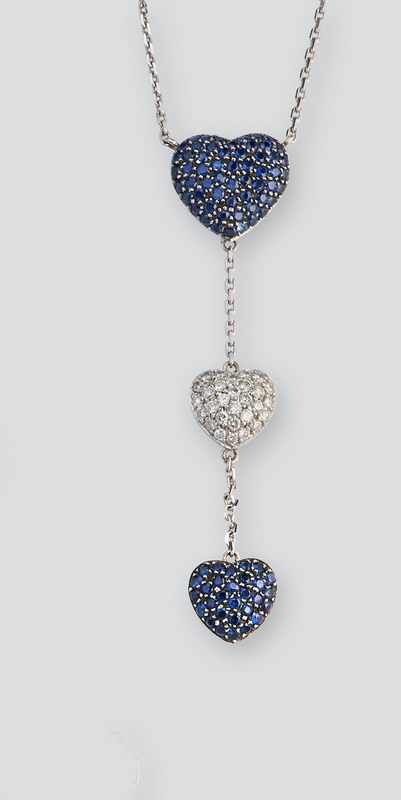 COLLIER en chute en or gris (750) à motif...